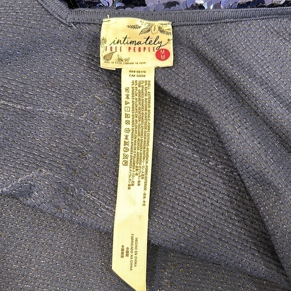 Free People Turn it On Swinging Sequins Lace Trimmed Tank Top Size Medium Blue - Picture 7 of 15